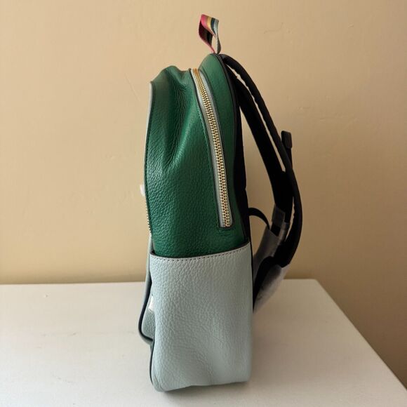 Coach (C2797) Court Light Teal Multi Colorblock Medium Pebbled Leather Backpack - Picture 5 of 12